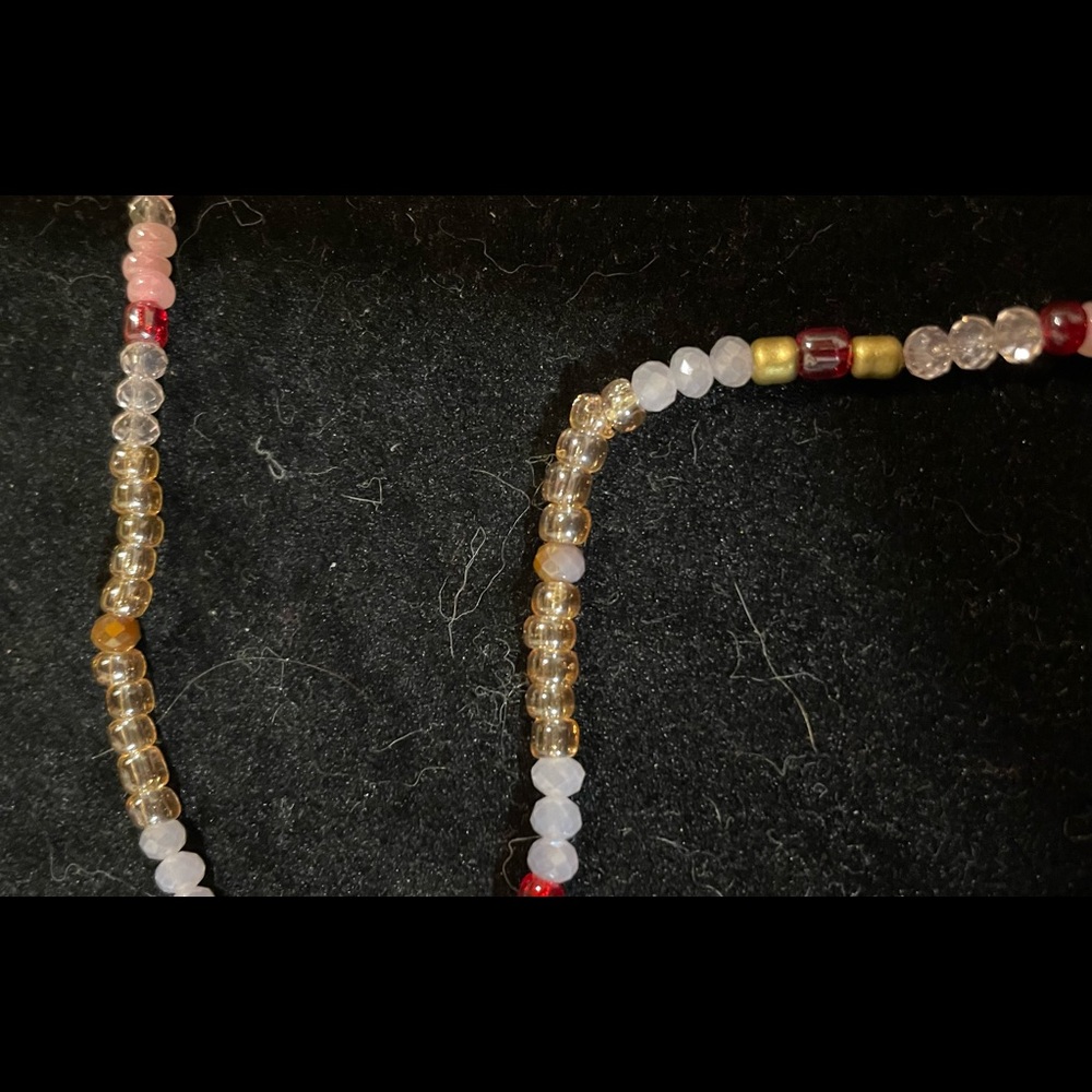 Handmade Red, Pink, & Gold Crystal & Beaded Statement Necklace - Picture 5 of 5
